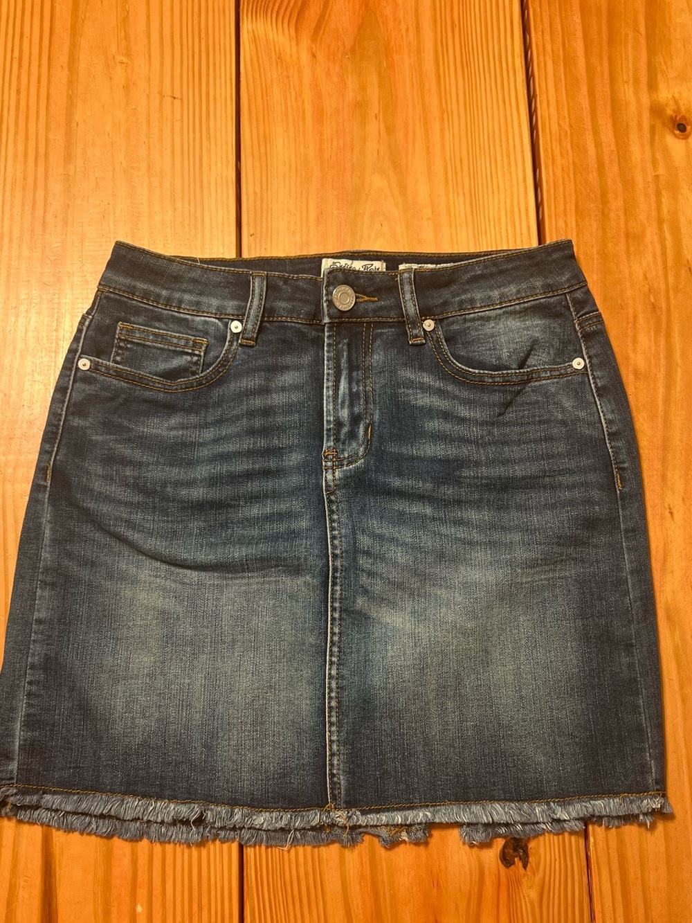 Denim Mini Skirt in Dark Blue